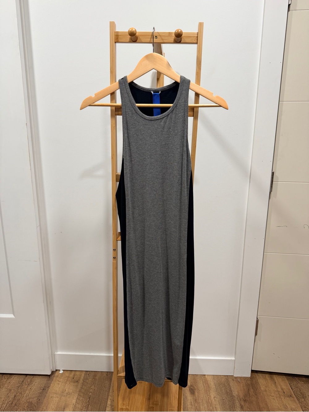 Kit and Ace Gray Front Panel Midi Dress with Navy Sides